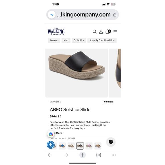 ABEO Solstice slide black leather upper wedge sandal Women’s Sz 8.5 - Picture 7 of 7